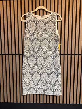 Alice + Olivia Black and White Lace Sheath Dress